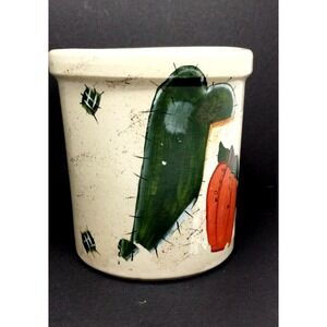Vtg‎ Robinson Ransbottom 1 qrt High Jar Roseville Ohio Hand Painted Garden Heart